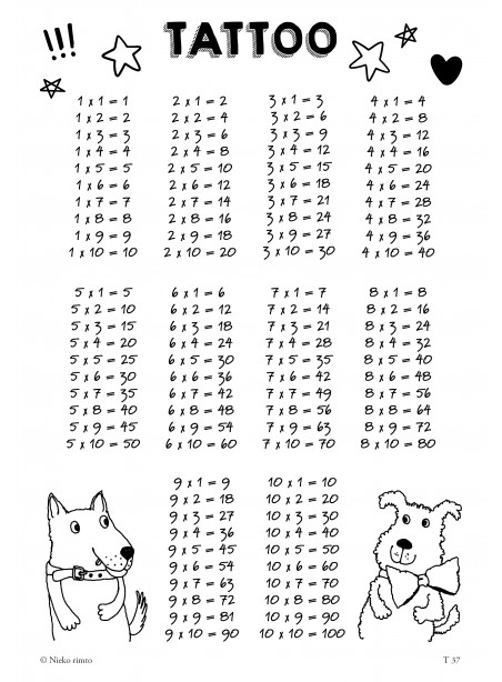 T37. Laikinos tatuiruotės „Daugybos lentelė“