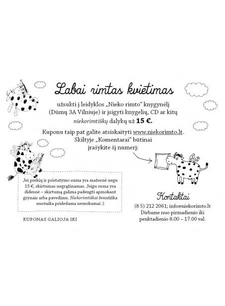 Niekorimtiškas 15 € dovanų kuponas Niekorimtiškas 15 € dovanų kuponas